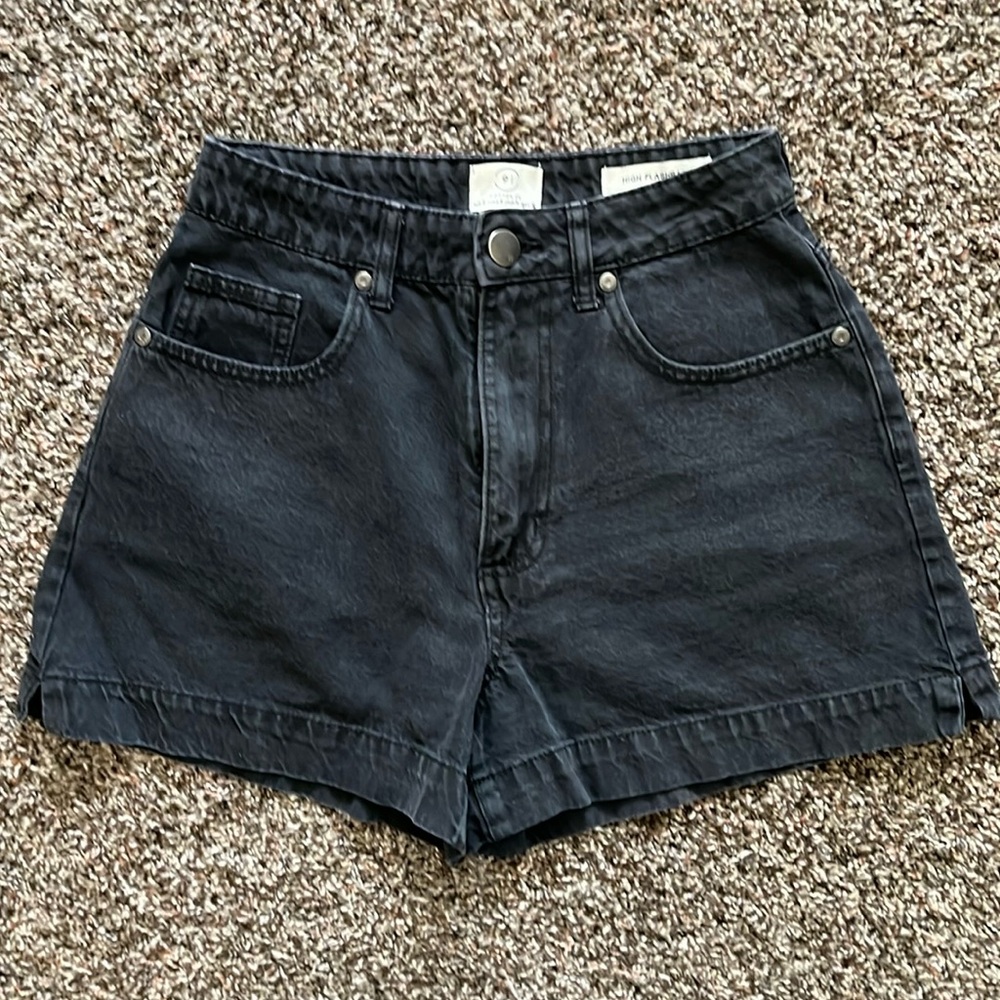 Cotton On High Flashback Denim Black Shorts, Size 4, Casual Jean Shorts
